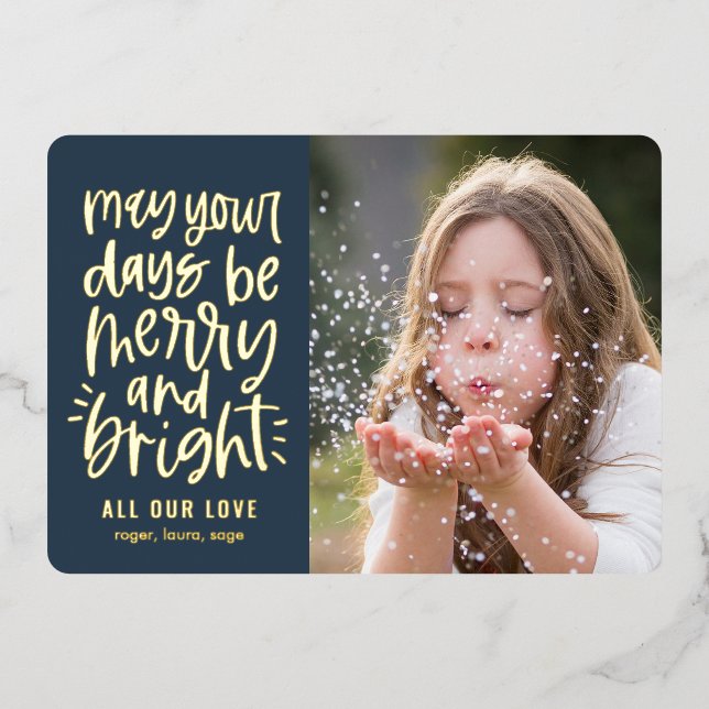 Bright Days Foil Holiday Card Editable Color (Front)