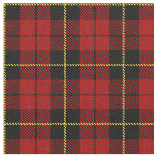 Bright deep cherry Red plaid yellow & black stripe Fabric