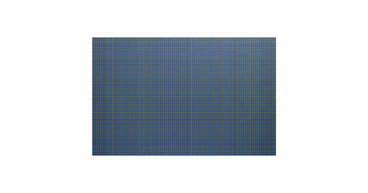 Bright deep royal blue yellow strip plaid print2 fabric | Zazzle