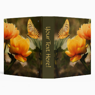 Bright Deep Yellow Flowers with Butterfly 3 Ring Binder