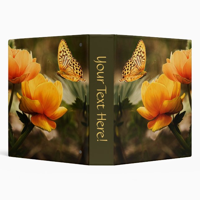 Bright Deep Yellow Flowers with Butterfly 3 Ring Binder (Background)