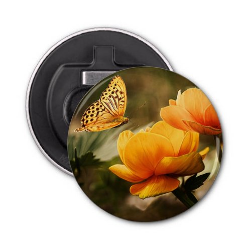 Bright Deep Yellow Flowers with Butterfly Bottle Opener