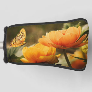 Bright Deep Yellow Flowers with Butterfly Golf Head Cover