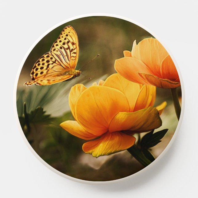 Bright Deep Yellow Flowers with Butterfly PopSocket (Popsocket)