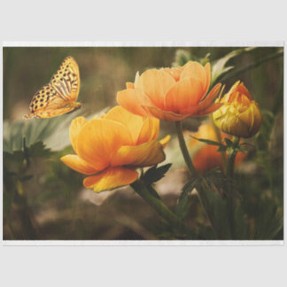 Bright Deep Yellow Flowers with Butterfly Tissue Paper
