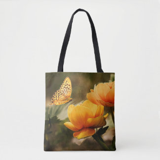 Bright Deep Yellow Flowers with Butterfly Tote Bag