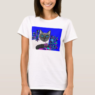 bright detailed handpainted cat shirt