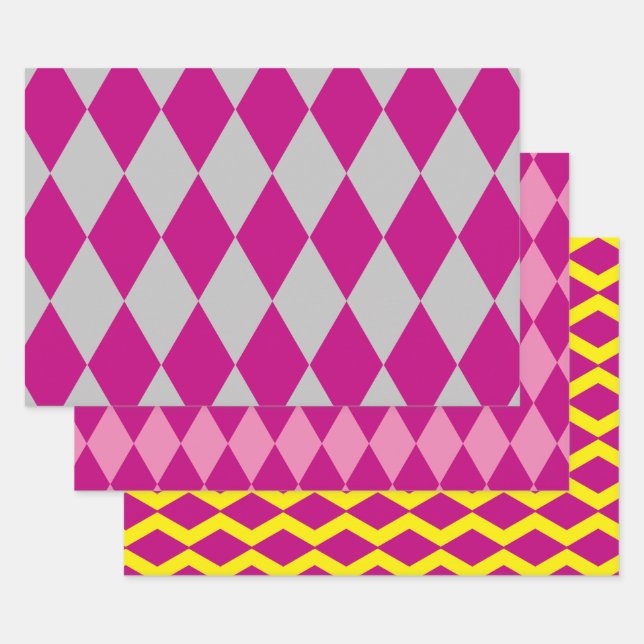 Bright Diamond Argyle Pattern Wrap Craft Paper (Set)