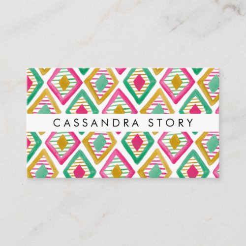 Bright Diamonds Watercolor Modern Pattern Business Card