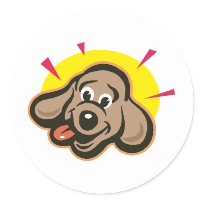 Bright dog face cartoon round sticker