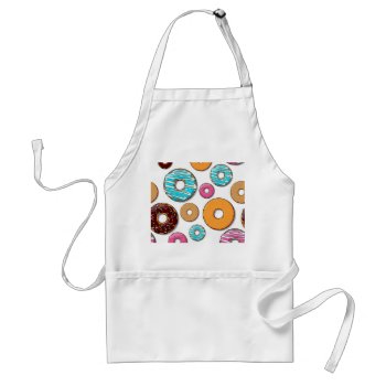 Bright Donut Whimsical Pattern Adult Apron by GroovyFinds at Zazzle