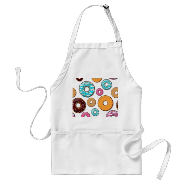 Bright Donut Whimsical Pattern Adult Apron (Front)