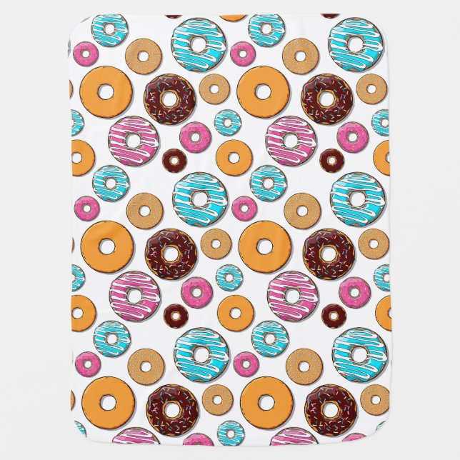 Bright Donut Whimsical Pattern Baby Blanket (Front)