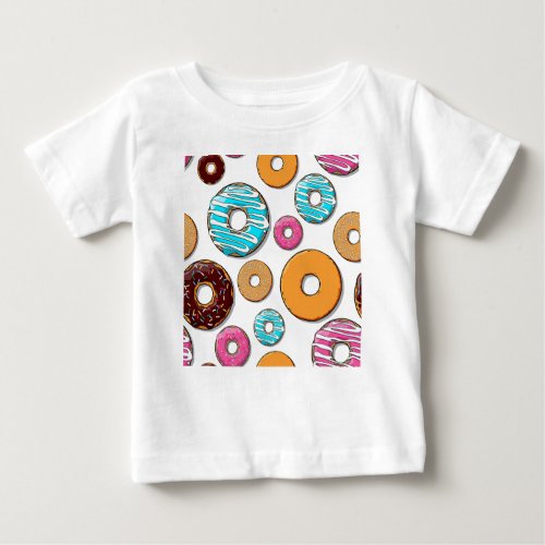 Bright Donut Whimsical Pattern Baby T_Shirt