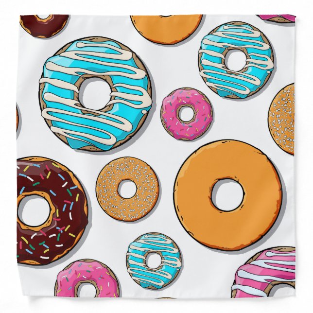 Bright Donut Whimsical Pattern Bandana (Front)