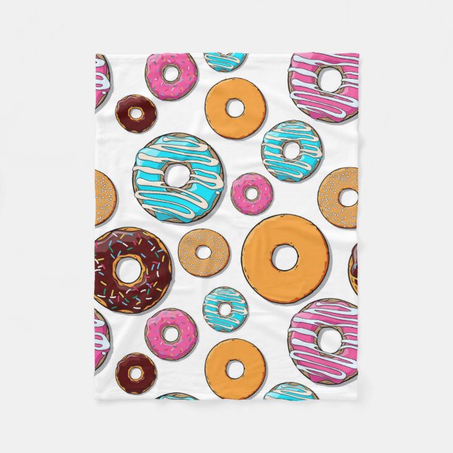 Bright Donut Whimsical Pattern Fleece Blanket (Front)