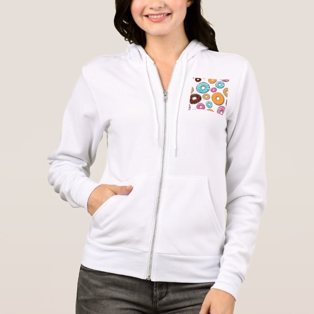 Bright Donut Whimsical Pattern Hoodie (Front)