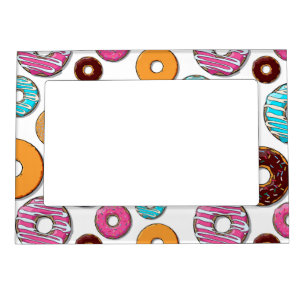 Bright Donut Whimsical Pattern Magnetic Picture Frame