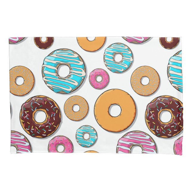 Bright Donut Whimsical Pattern Pillowcase (Front)