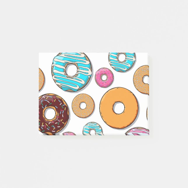 Bright Donut Whimsical Pattern Post-it Notes (Front)