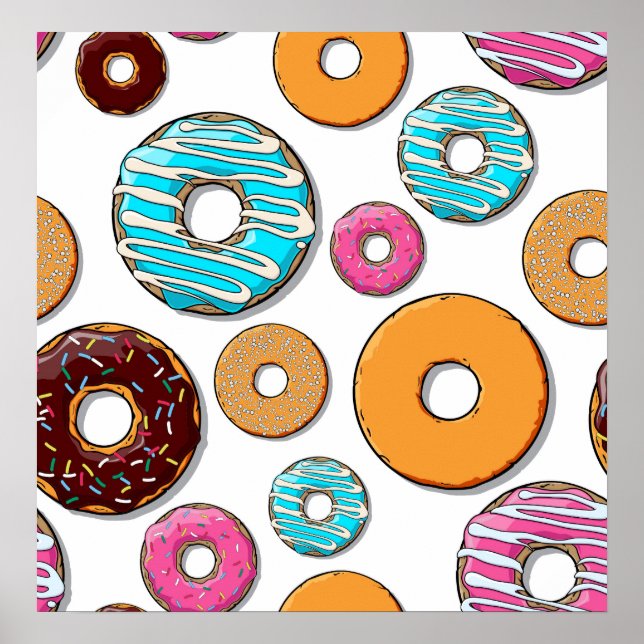 Bright Donut Whimsical Pattern Poster (Front)