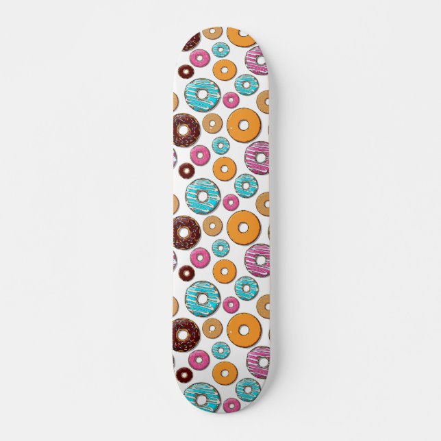 Bright Donut Whimsical Pattern Skateboard Deck (Front)