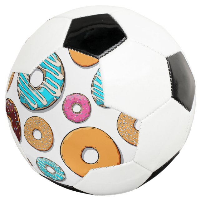 Bright Donut Whimsical Pattern Soccer Ball (Three Quarter)