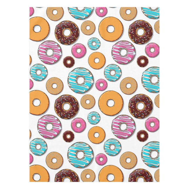 Bright Donut Whimsical Pattern Tablecloth (Front)