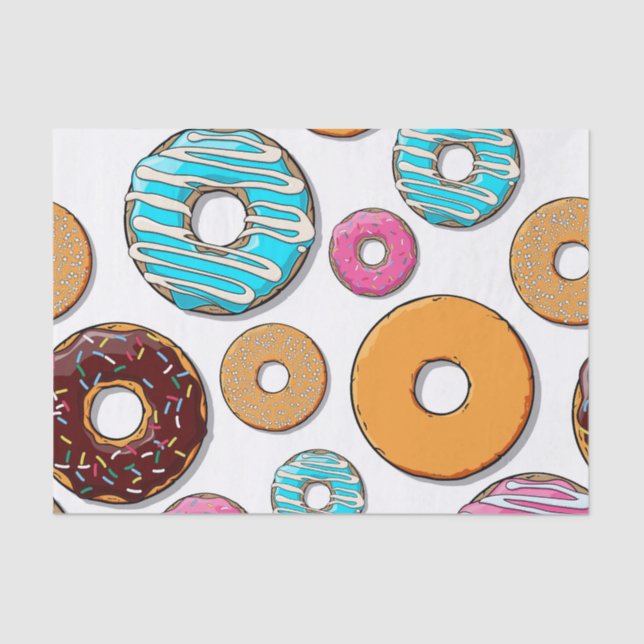 Bright Donut Whimsical Pattern Tissue Paper (Front)
