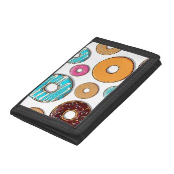 Bright Donut Whimsical Pattern Tri-fold Wallet by GroovyFinds at Zazzle