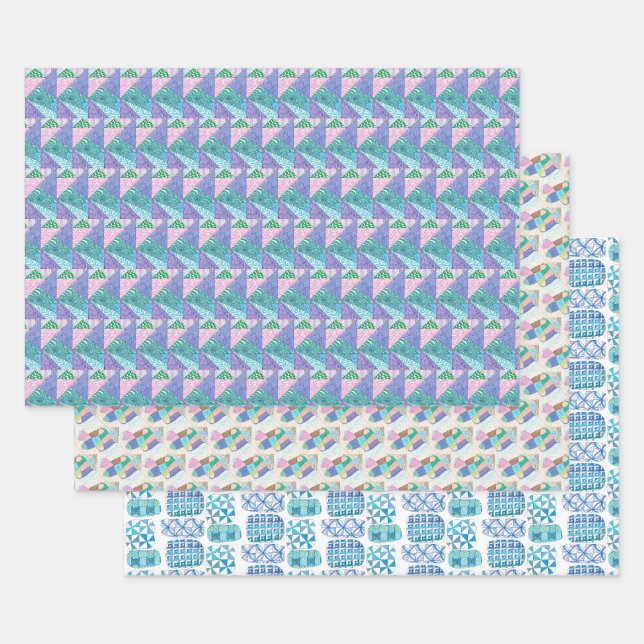 Bright doodle wrapping paper sheets (Set)