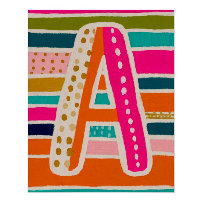 Bright Dopamine Decor Monogram Letter A Poster (Front)