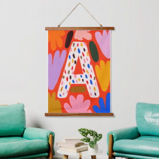 Bright Dopamine Decor Monogram Letter A Tapestry