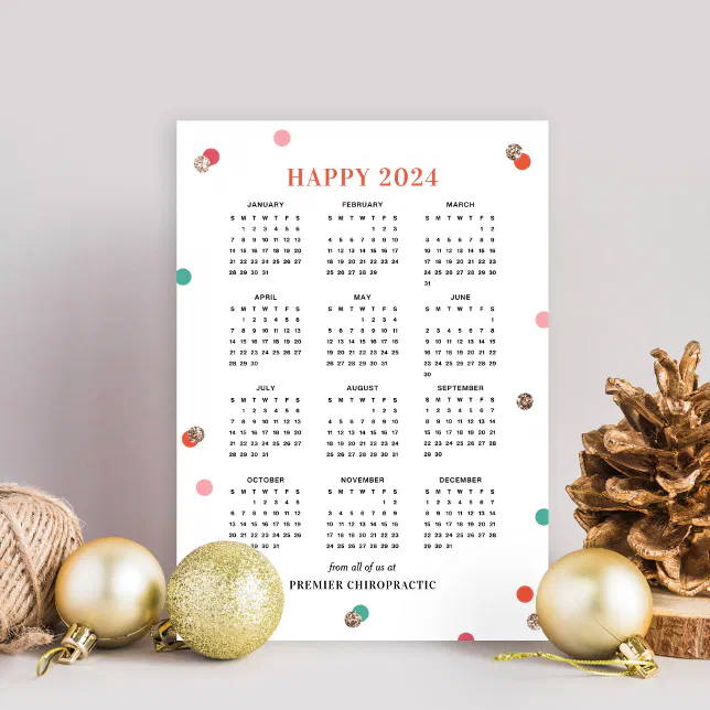 Bright Dots 2024 Calendar Business Holiday Card Zazzle