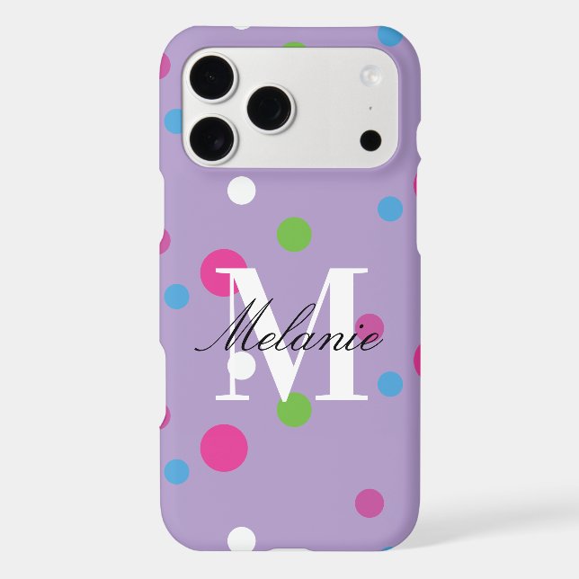 Bright Dots Colorful Custom Monogram Case-Mate iPhone Case (Back)