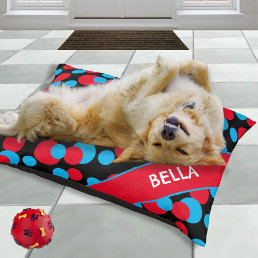 Bright Dots Colorful Pattern Personalized Name Dog Pet Bed