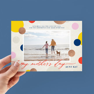 Bright Dots Happy Mother's Day Aunt Photo Holiday Card