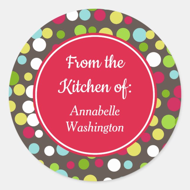 Bright Dots Kitchen Baking Gift Tags Stickers (Front)