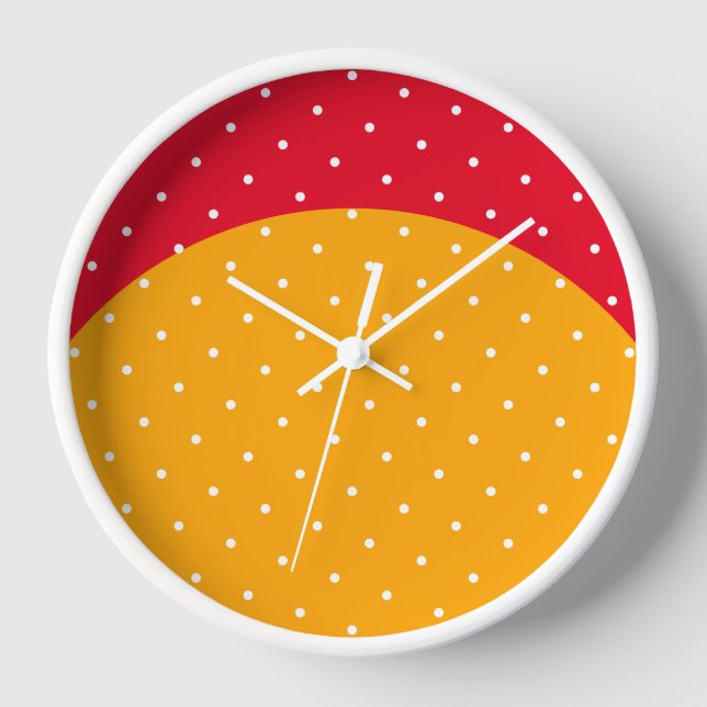 Bright Dotted Yellow Orange Curve Red Crescent Clock (Front)