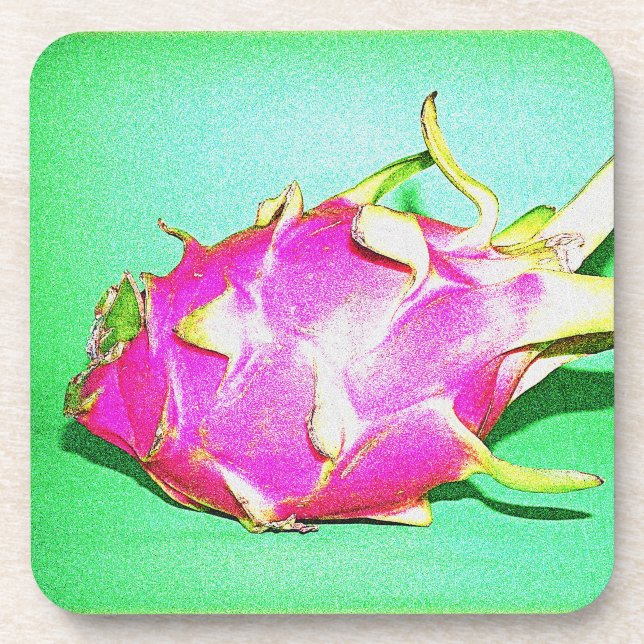 "Bright Dragon Fruit" Cute Photo. Buy Now Beverage Coaster (Front)