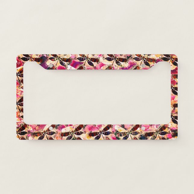 Bright dragonflies  license plate frame (Front)