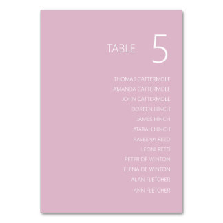 Bright Dusty Pink Wedding Table Number Card