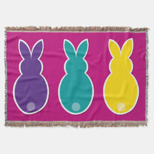 Bright Easter Bunny Silhouette Throw Blanket