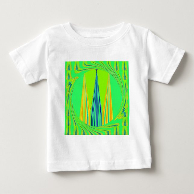 Bright Edgy Geometrical Neon  Pattern Art Design Baby T-Shirt (Front)