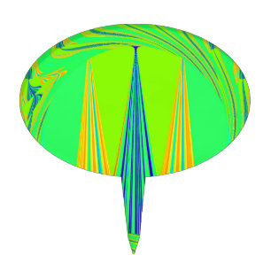 Bright Edgy Geometrical Neon  Pattern Art Design Cake Topper