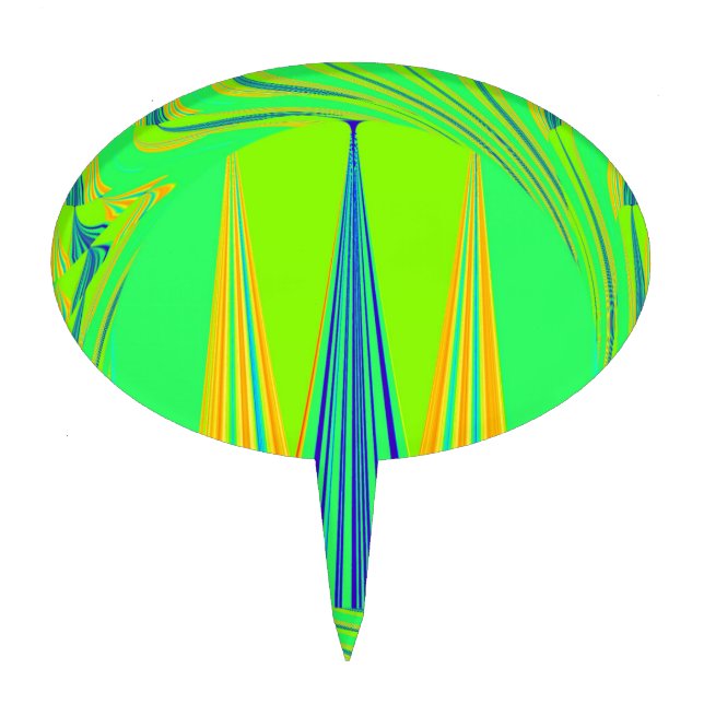 Bright Edgy Geometrical Neon  Pattern Art Design Cake Topper (Front)