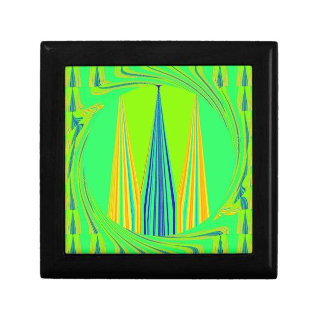 Bright Edgy Geometrical Neon  Pattern Art Design Gift Box (Front)