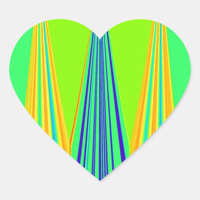 Bright Edgy Geometrical Neon  Pattern Art Design Heart Sticker (Front)