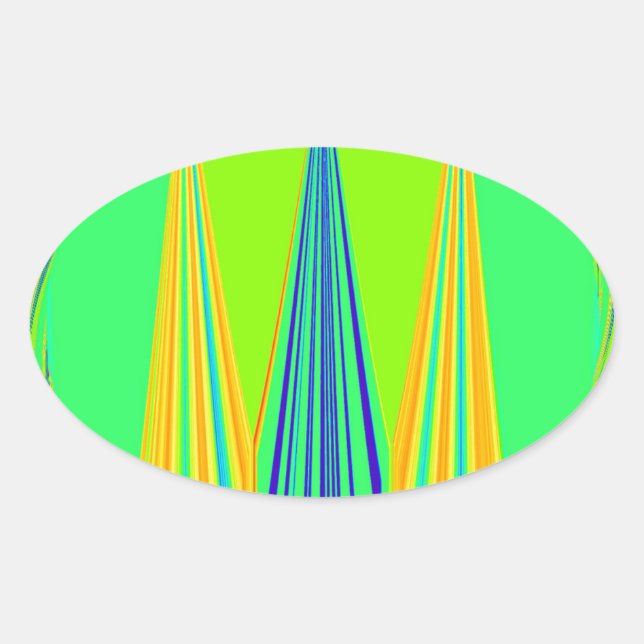 Bright Edgy Geometrical Neon  Pattern Art Design Oval Sticker (Front)