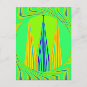 Bright Edgy Geometrical Neon Pattern Art Design Postcard